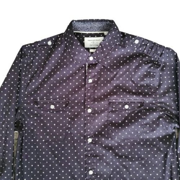 Paper Denim & Cloth Men's Polka Dot Stretch Fabric Slim Casual Shirt Size Medium - Picture 3 of 8